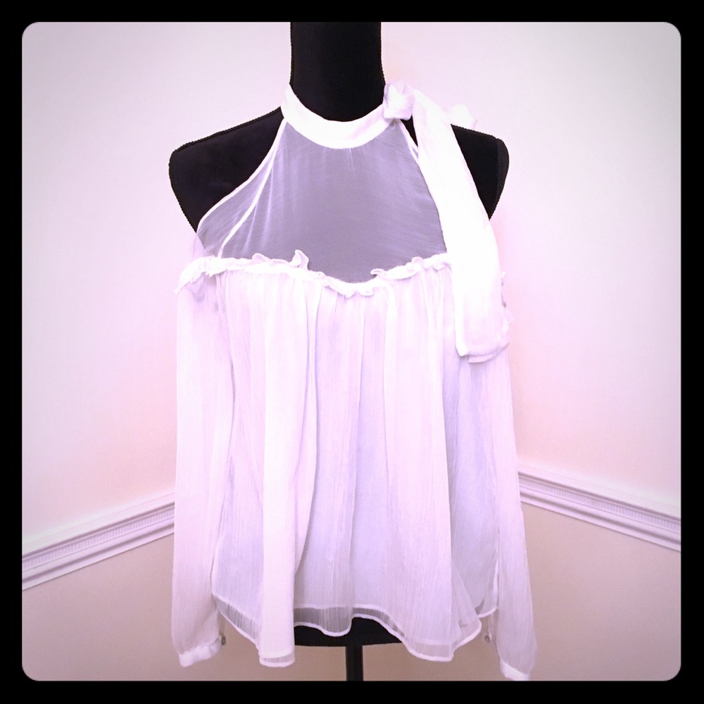 Zara Off-White Cold Shoulder Blouse